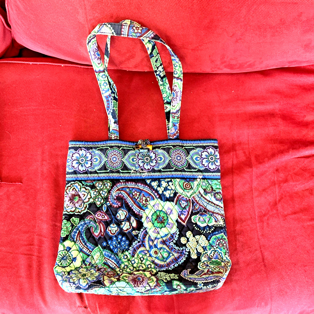 Vera Bradley Quilted Medium Purse Tote Bag Blue Rhapsody Paisley Pattern retired